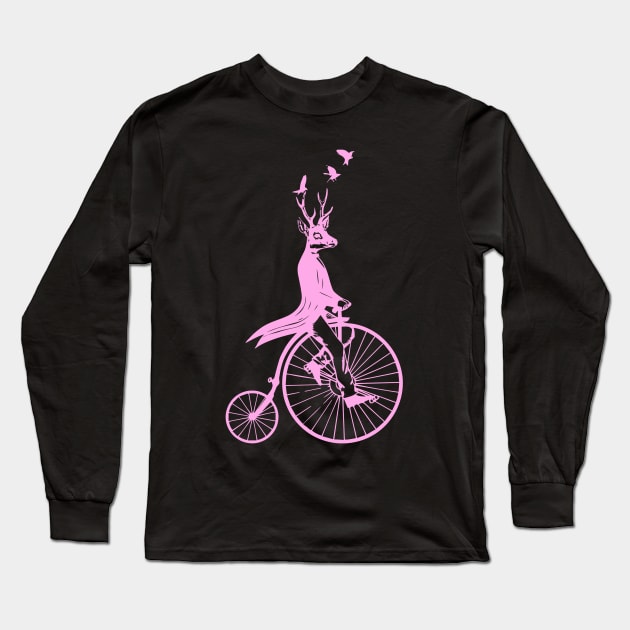 Gentleman on Bike Long Sleeve T-Shirt by moringart